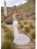 V Neck Beaded Ivory Lace Tulle Luxurious Wedding Dress